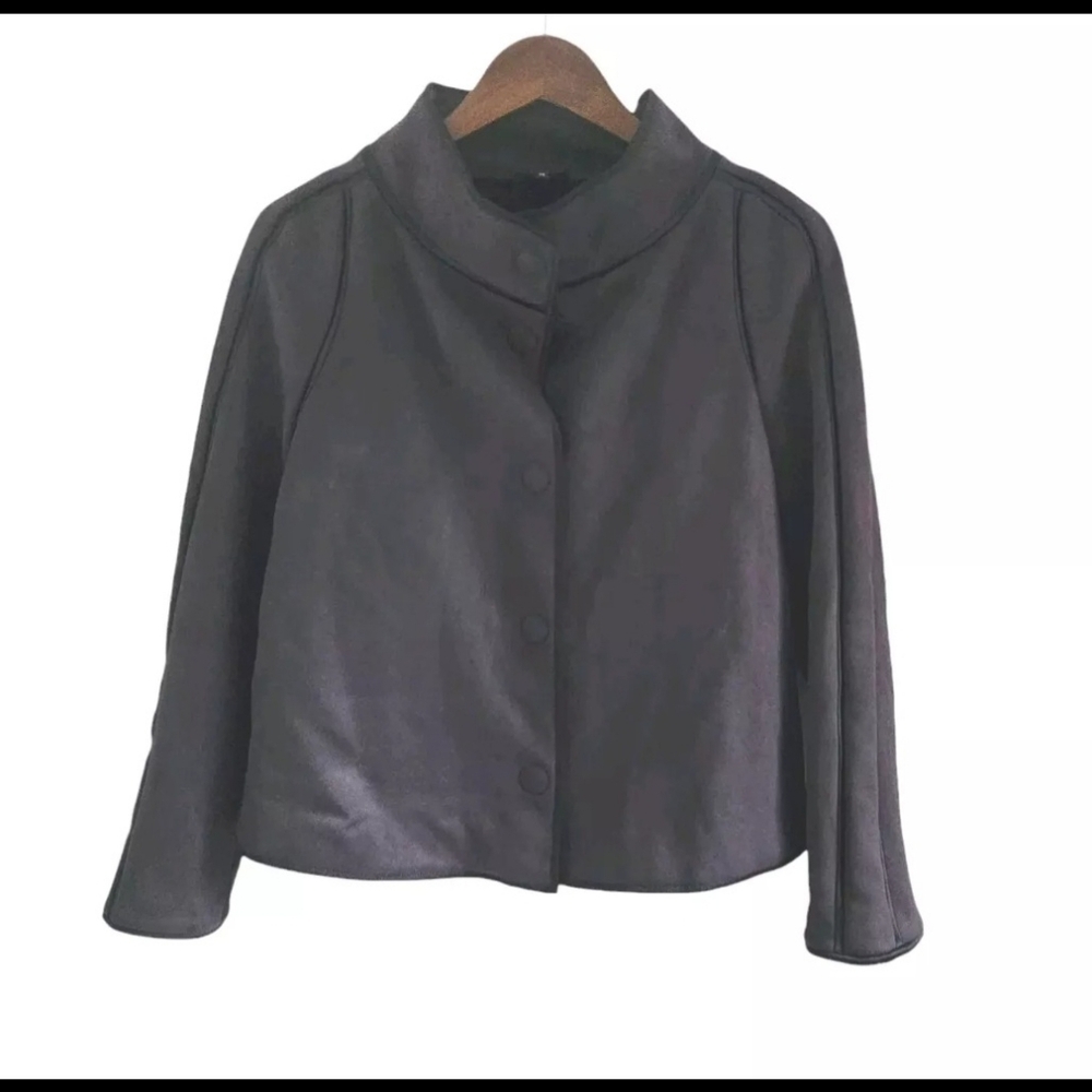 Giorgia Armani Made Italy Brown Jacket Wool Blend Snap Front Women Size 40 US 4